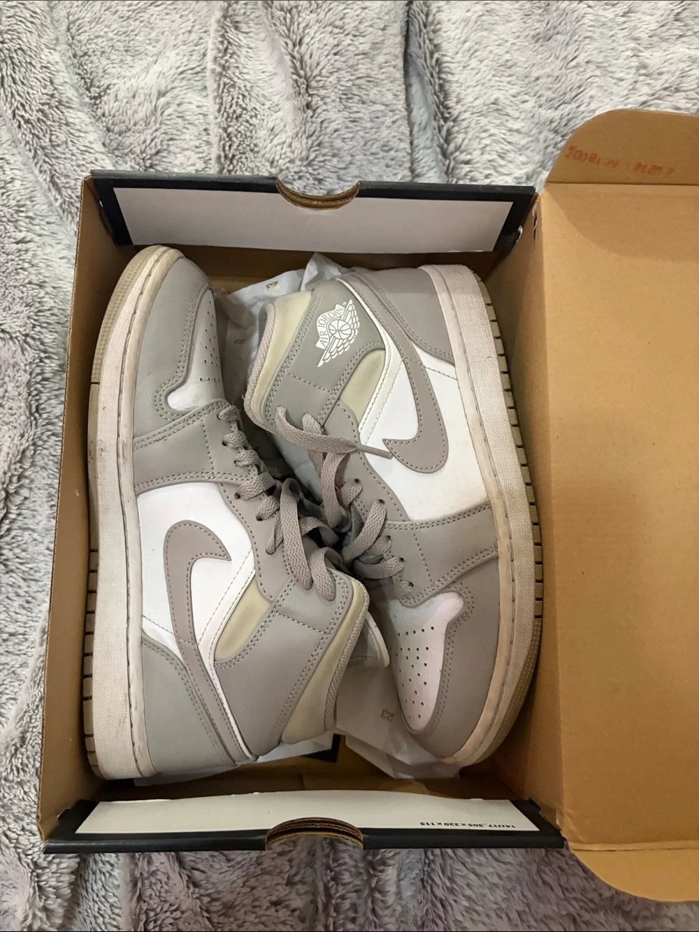 Jordan High Top Sneakers in Light Gray and White